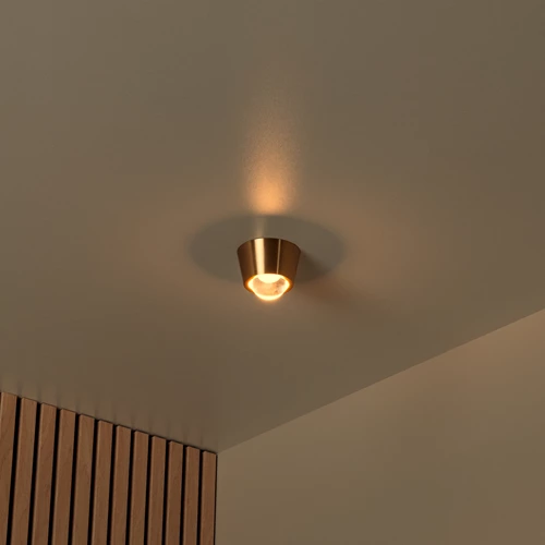 Lucide RIGON - Plafonnière - Ø 9 cm - LED - 1x7W 3000K - Mat Goud / Messing - sfeer 1